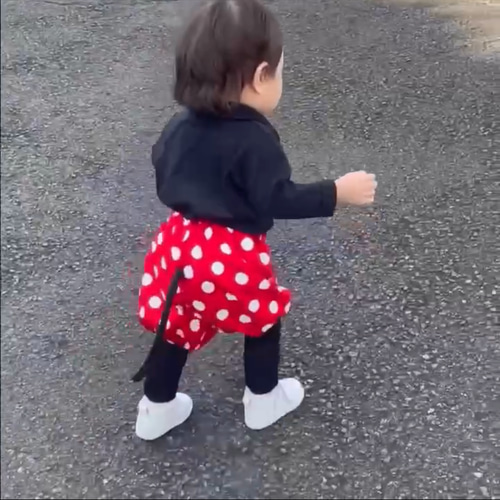 かぼちゃパンツ 赤 水玉 80〜 ネズミさんパンツ 裏地付き ベビー服 Ha