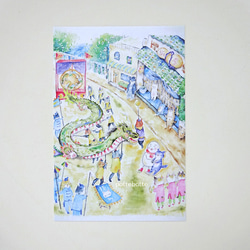 ✻ 龍踊り（じゃおどり）　～猫町（ねこまち）～ / ポストカード / no.83 1枚目の画像
