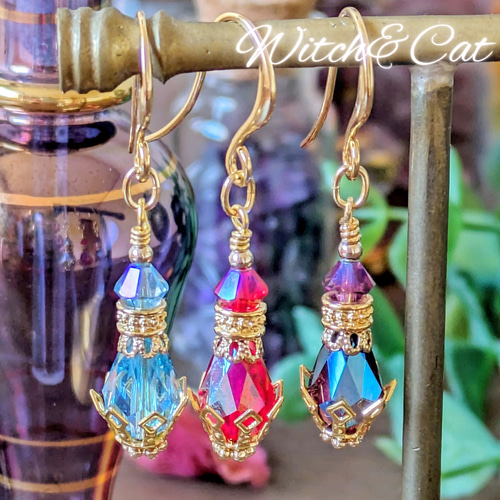 魔女の薬瓶～No.1～ ピアス/イヤリング [アクアマリンシマー2x]】青