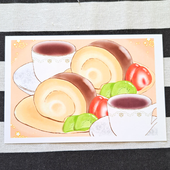 フルーツたっぷりケーキ　イラスト　ポストカード　 4枚目の画像