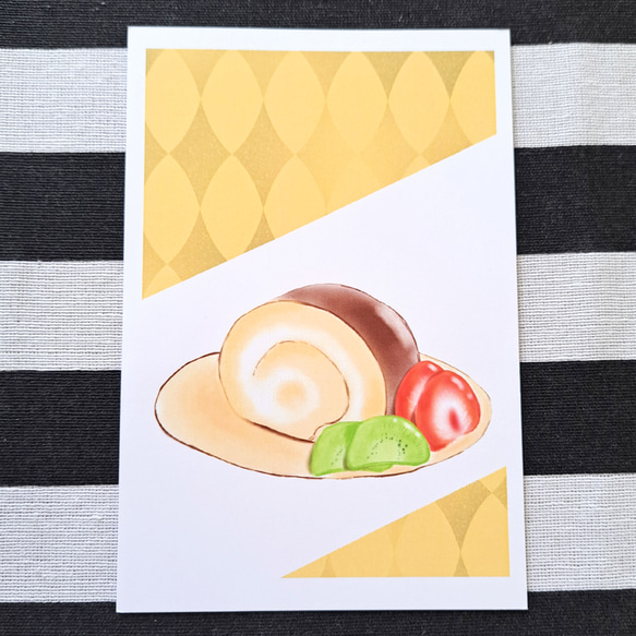 フルーツたっぷりケーキ　イラスト　ポストカード　 6枚目の画像