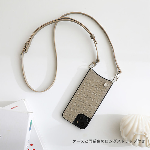 BANDOLIER クロコダイル風 iPhoneケース ストラップ付き スマホ 手帳型