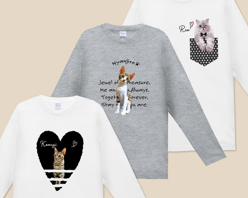 ROSSO DI SERA 猫デザイン 長袖Tシャツ