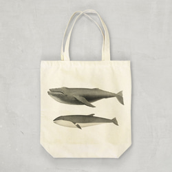 トートバッグ / チャールズ メルビル スカモン「ザトウクジラ と ミンククジラ」 カバン 絵 上品 レトロ 個性的 3枚目の画像