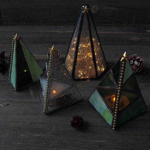 ガラス製クリスマスツリーキャンドルホルダー キャンドル・キャンドル