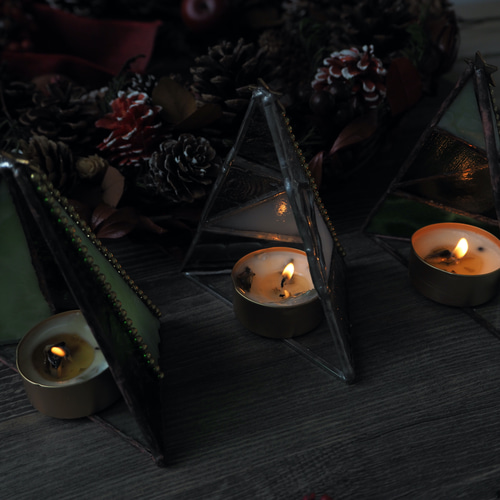 ガラス製クリスマスツリーキャンドルホルダー キャンドル・キャンドル