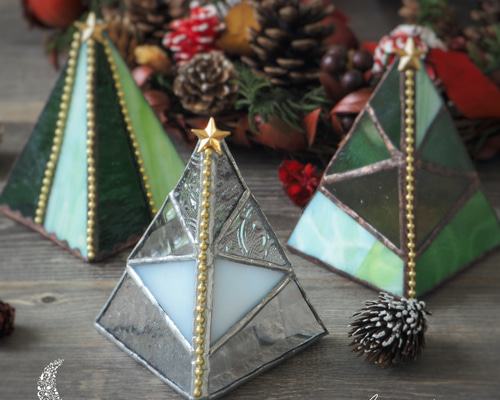 ガラス製クリスマスツリーキャンドルホルダー キャンドル・キャンドル