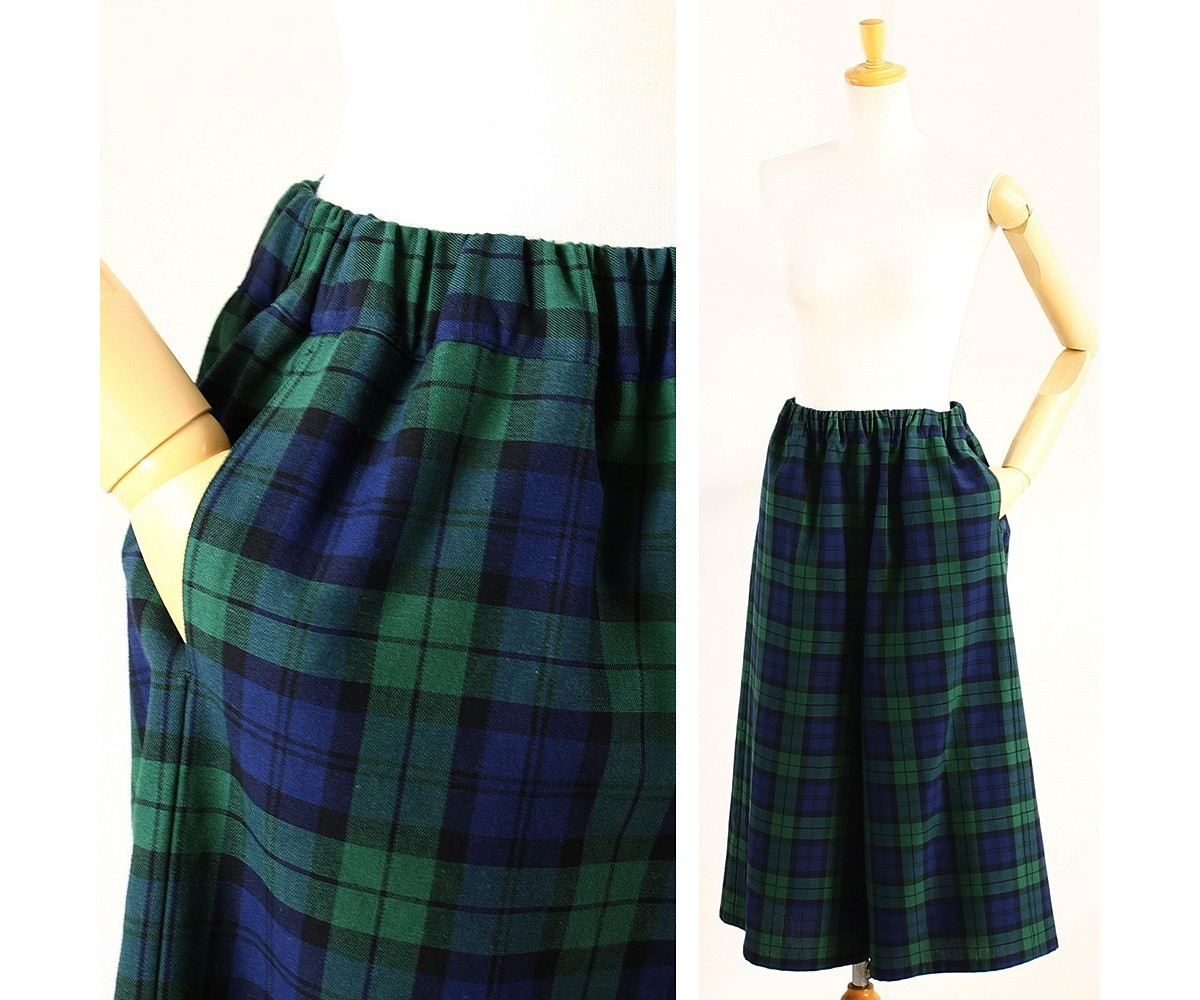 c_o_c_o_r_o　タ－タンチェック（ブラックウォッチ）キュロスカート/コットン ポケット付き