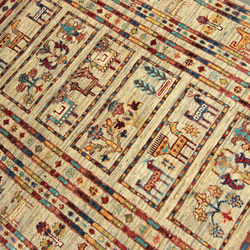 ナチュラルウールのグラデーション　パキスタン手織り絨毯　ガズニウール　アクセントラグ　100ｘ154cm　＃137 8枚目の画像
