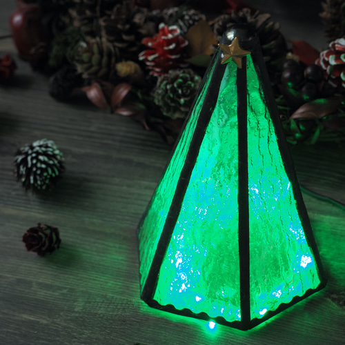 ガラス製クリスマスツリーライト赤や緑のジュエリーライトを入れて