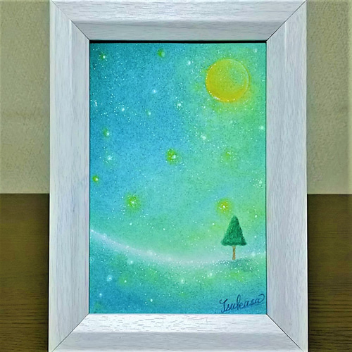 2025年新作アイテムが続々登場 パステルアート エメラルド・ナイト 五月の夜空 パステル画原画 絵画