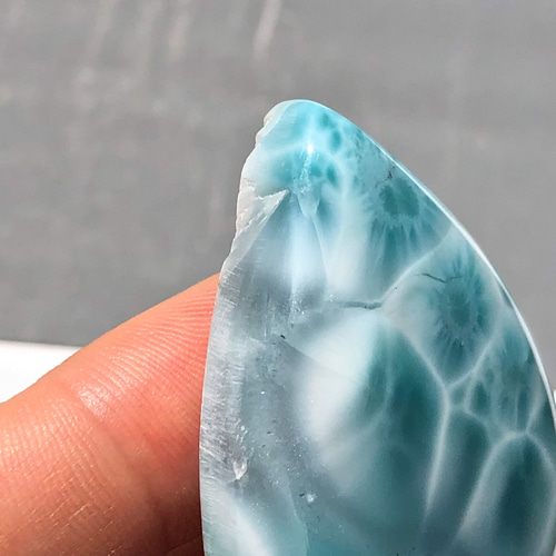 特大ラリマー[560] 46x33mm 129Cts ルース ／天然石