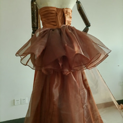 結婚式ドレス テラコッタ色 カラードレス トレーン 　ハートカット　オーダーメイド可能 9枚目の画像