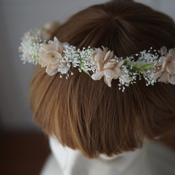 【ベビー♡キッズ】花冠　シャンパン　アジサイとカスミ草　誕生日　七五三　撮影会　発表会 2枚目の画像