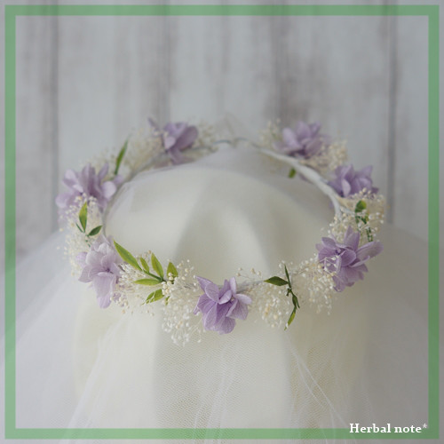 ベビー＆キッズ】花冠・花かんむり | すみれパープルのアジサイと