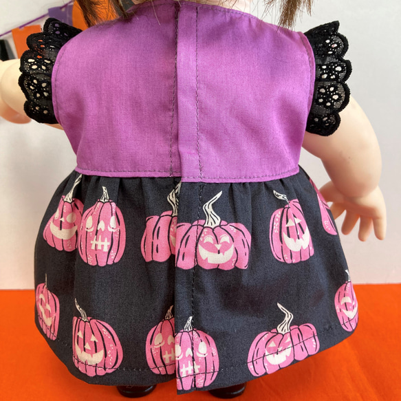 ピンクかぼちゃNightのハロウィンワンピース♡　ぽぽちゃん　服　USAコットン 3枚目の画像