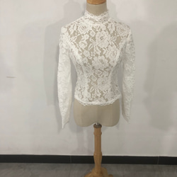 ウエディングドレス ボレロ ハイネック 3D立体レース刺繍 花嫁... 1枚目の画像