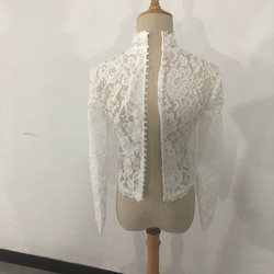 ウエディングドレス ボレロ ハイネック 3D立体レース刺繍 花嫁... 2枚目の画像
