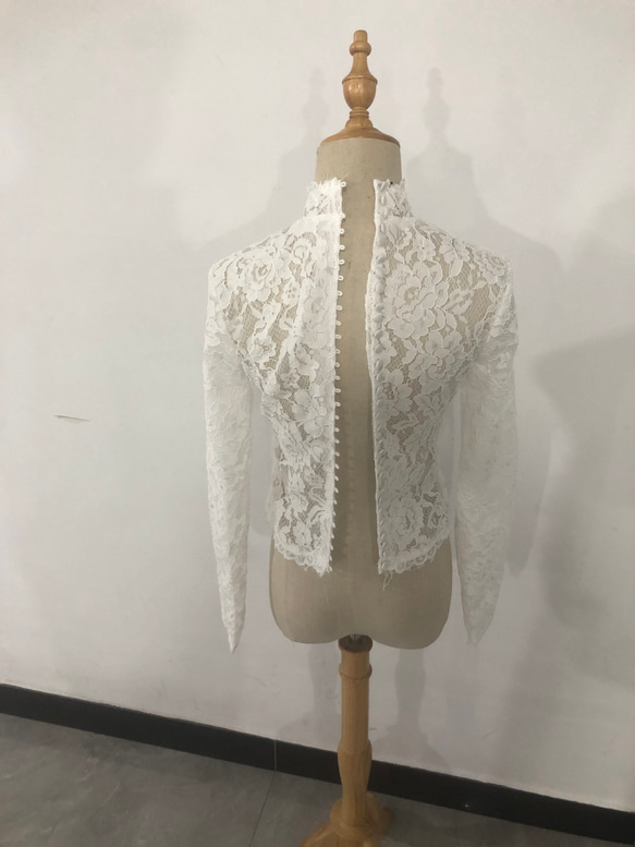 ウエディングドレス ボレロ ハイネック 3D立体レース刺繍 花嫁... 2枚目の画像