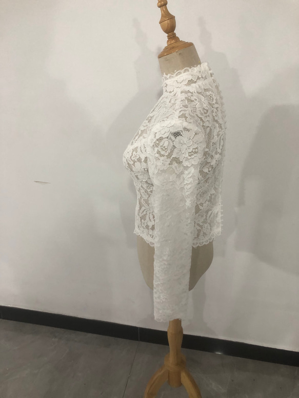 ウエディングドレス ボレロ ハイネック 3D立体レース刺繍 花嫁... 3枚目の画像