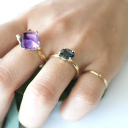 紫水晶寶石戒指/戒指 K18YG 二月生日石 第7張的照片