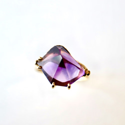 紫水晶寶石戒指/戒指 K18YG 二月生日石 第1張的照片