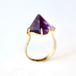 紫水晶寶石戒指/戒指 K18YG 二月生日石 第5張的照片