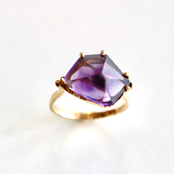 紫水晶寶石戒指/戒指 K18YG 二月生日石 第2張的照片