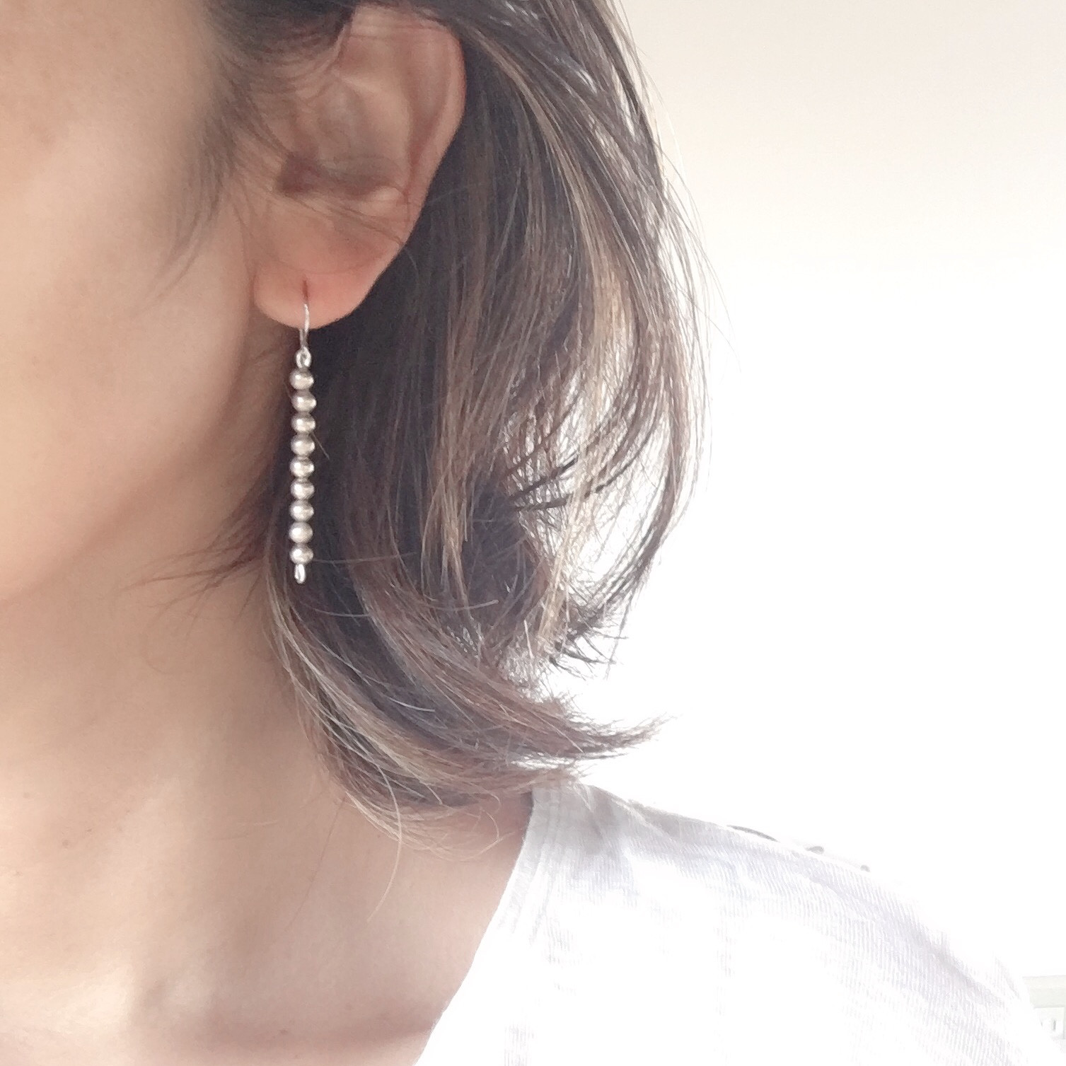 ナバホ PINK CONCH SHELL ハート シルバーピアス インディアン