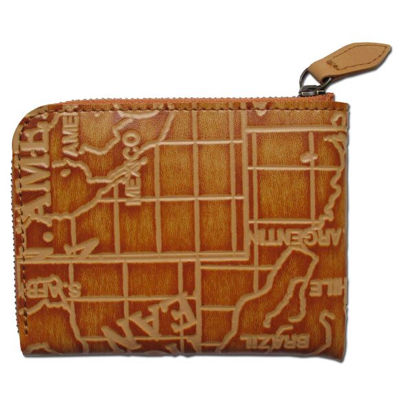 レトロ マップ 合皮 L字ファスナー ミニ財布 小銭入れ コインケース  