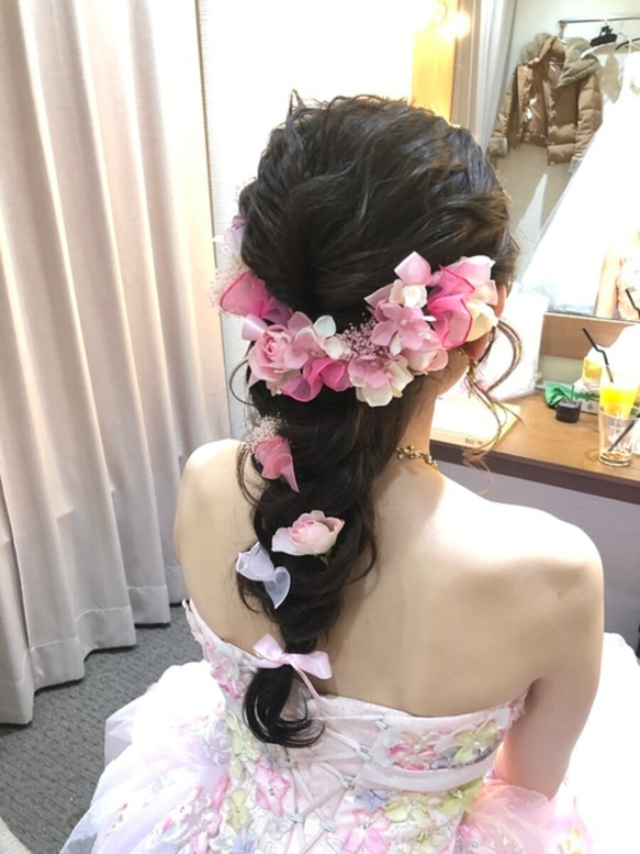 【全国送料無料】フチあり♡5本セット♡お色の組みわせ自由♡リボン＊ヘアパーツ＊浴衣＊ウエディング＊結婚式＊成人式＊卒業式 9枚目の画像