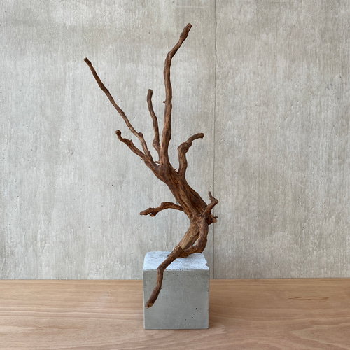 流木　古木　オブジェ　置物　天然木　インテリア　盆栽 ➃【コンクリート盆栽 流木オブジェ】ディスプレイ 什器 アクセサリー