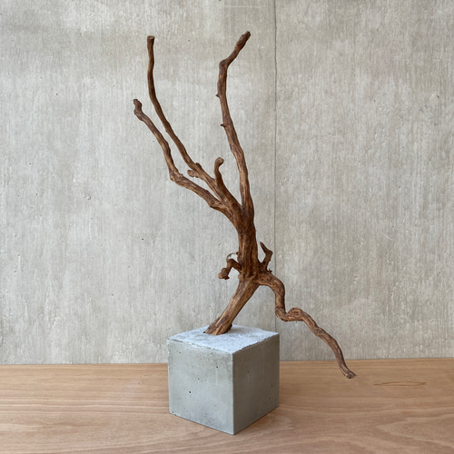 ➃【コンクリート盆栽 流木オブジェ】ディスプレイ 什器 アクセサリー