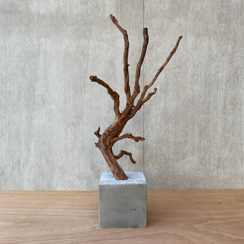 ➃【コンクリート盆栽 流木オブジェ】ディスプレイ 什器 アクセサリー