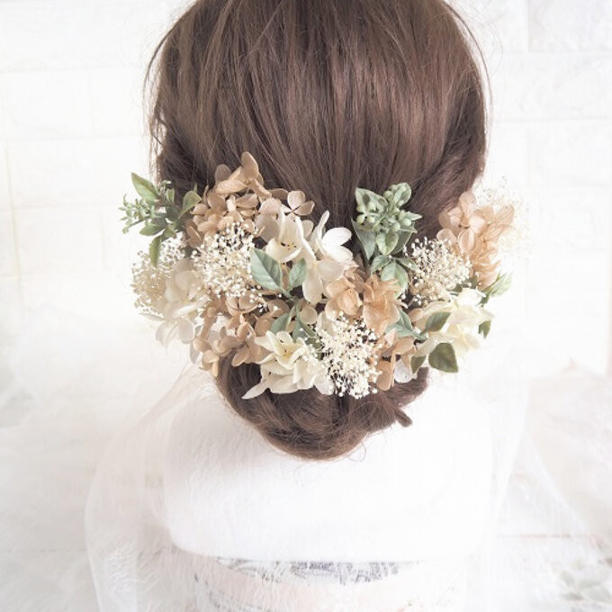 くすみカラー　ヘッドドレス＊ウエディング＊浴衣＊成人式＊卒業式＊前撮り＊和婚＊ヘアアクセサリー＊水引＊ヘ