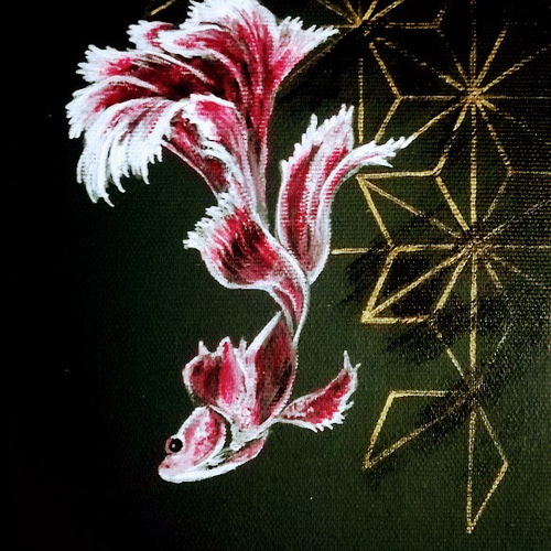 アクリル画 「闘魚2」 送料無料 絵画 kaoriko 通販 14584130｜Creema