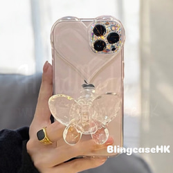 キラキラ ラインストーン 蝶スマホスタンド スマホグリップ iPhone16