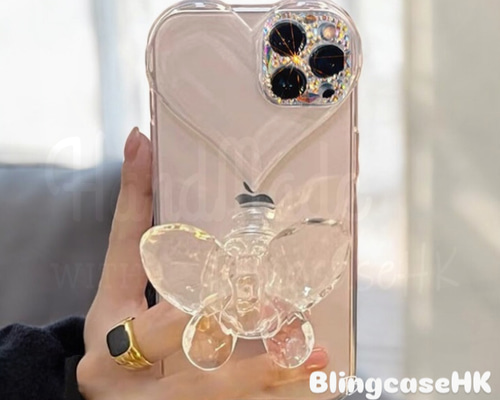 キラキラ ラインストーン 蝶スマホスタンド スマホグリップ iPhone16