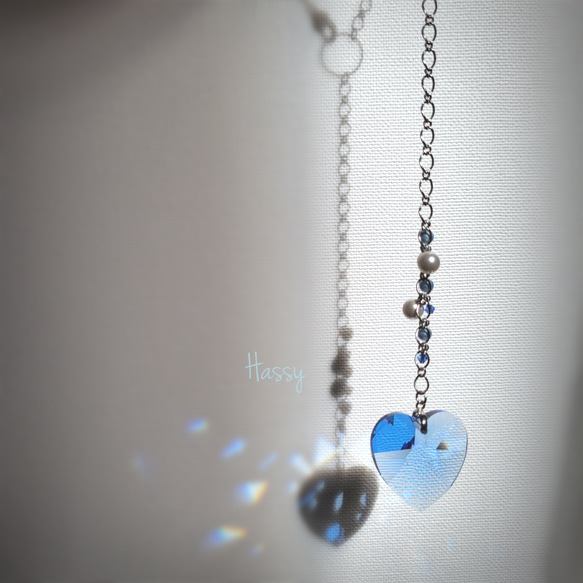 ネモフィラブルーHappy♡Heartサンキャッチャー♡28mm 3枚目の画像