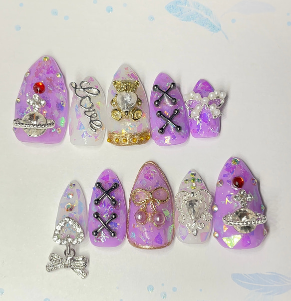 サイズオーダーネイルチップ 量産系 地雷系 ゆめかわ系 綺麗系 【公式