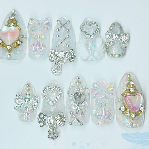 ネイルチップ ハンドメイド作品 サイズオーダーネイルチップ 地雷系  