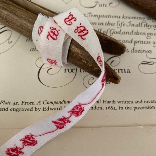 アンティークドイツイニシャルテープ フランス 刺繍 ネームラベル 北欧