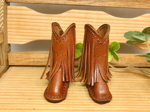 森き　フリンジウエスタンブーツ　miniature boots. 2枚目の画像