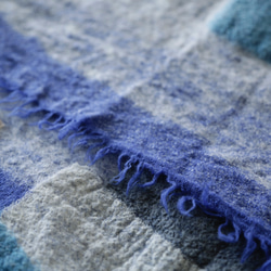 免運費 新商品【水下看到的城市】羊毛紗布◯毛毯◯藍色披肩◯披肩◯輕盈如棉花糖 第3張的照片