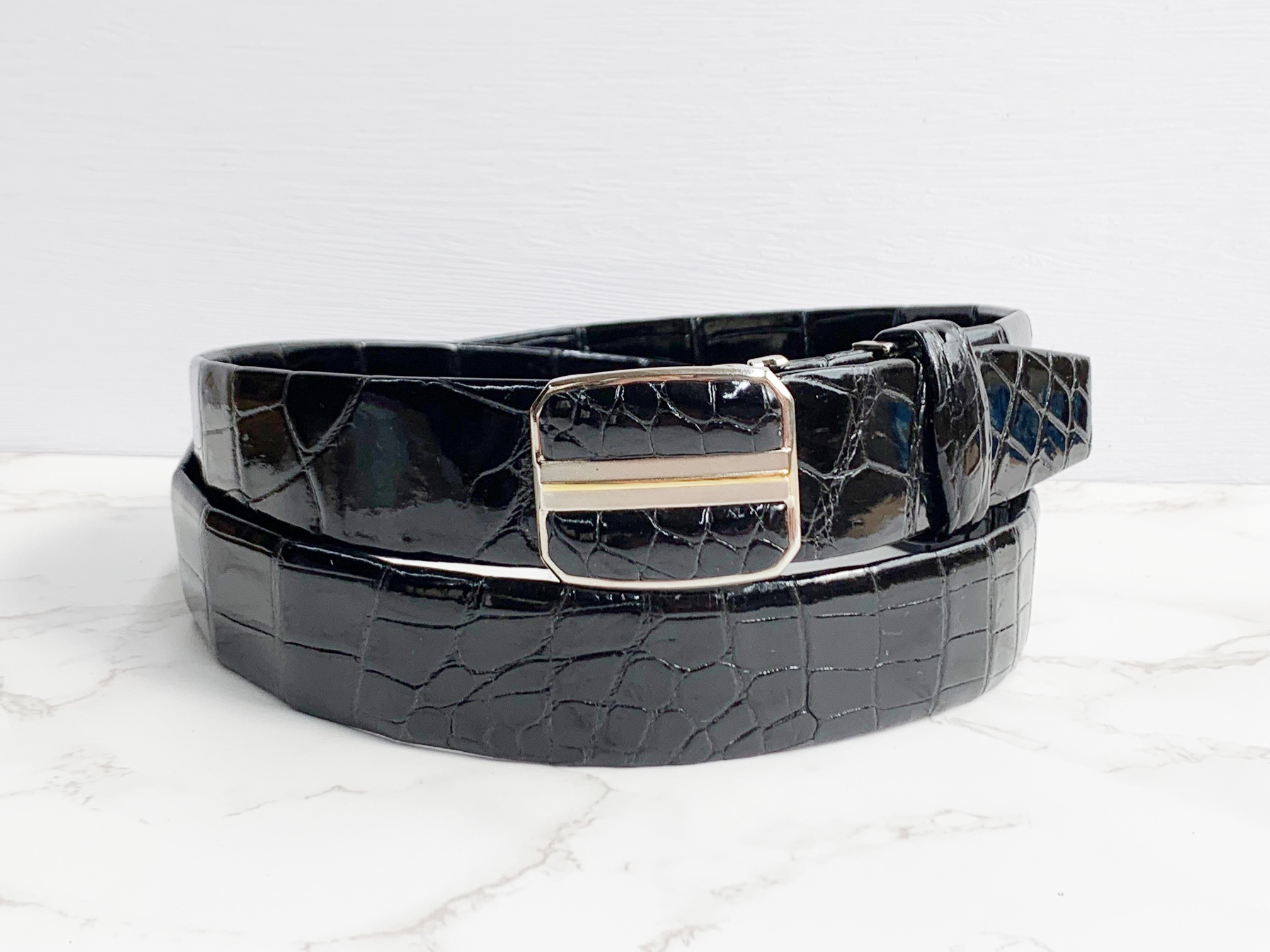 日本製　クロコダイル　本無双　VIP上質　Lサイズ　３５㎜巾　　ベルト　　真鍮磨き上げ金具　エキゾチックレザー