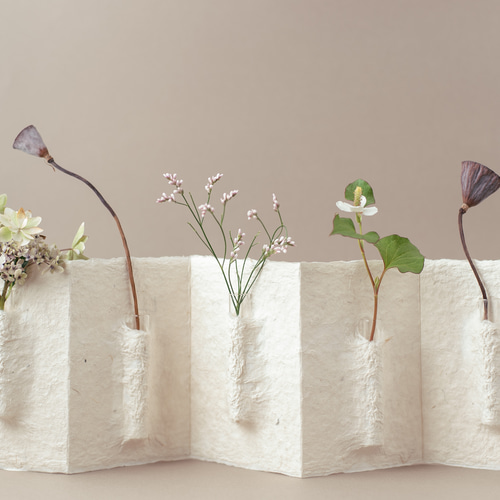手漉き和紙の五連屏風の花器 一輪挿し・花瓶・花器 西島和紙工房 通販