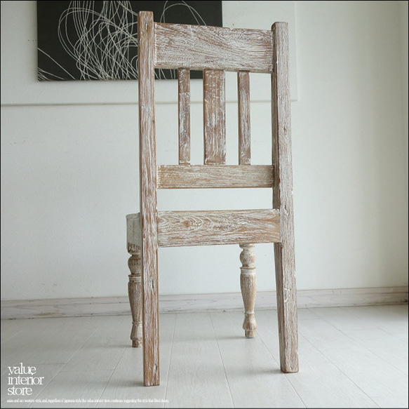 オールドチーク無垢材 ダイニングチェアWW 椅子 イス チェア シャビー 古材家具 手作り 天然木 銘木家具 4枚目の画像