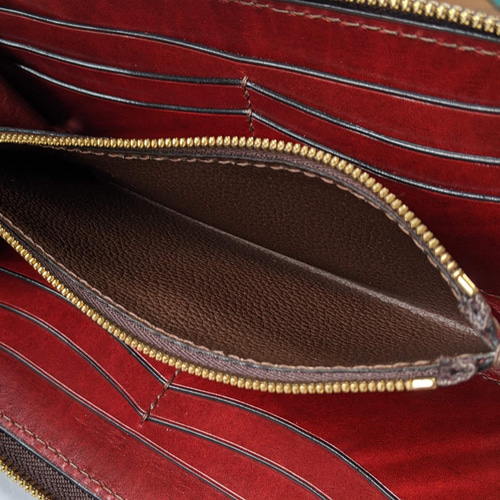 ラウンドファスナー長財布 EXCELLA 本革 ヌメ革 ルガトショルダー 長  