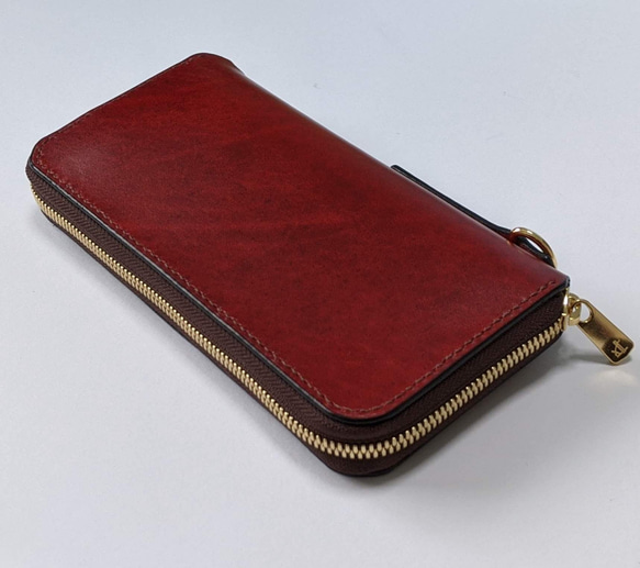 ラウンドファスナー長財布 EXCELLA 本革 ヌメ革 ルガトショルダー 長  