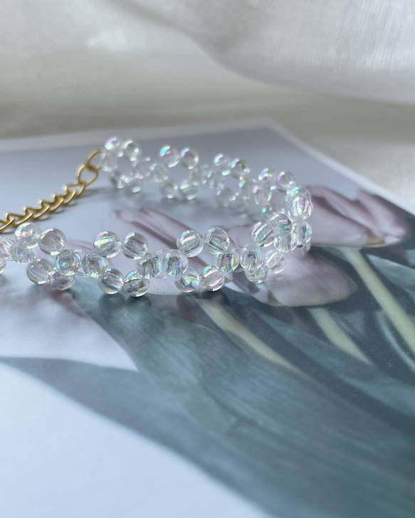 Clear bees circle bracelet＊クリア/ビーズアクセサリー